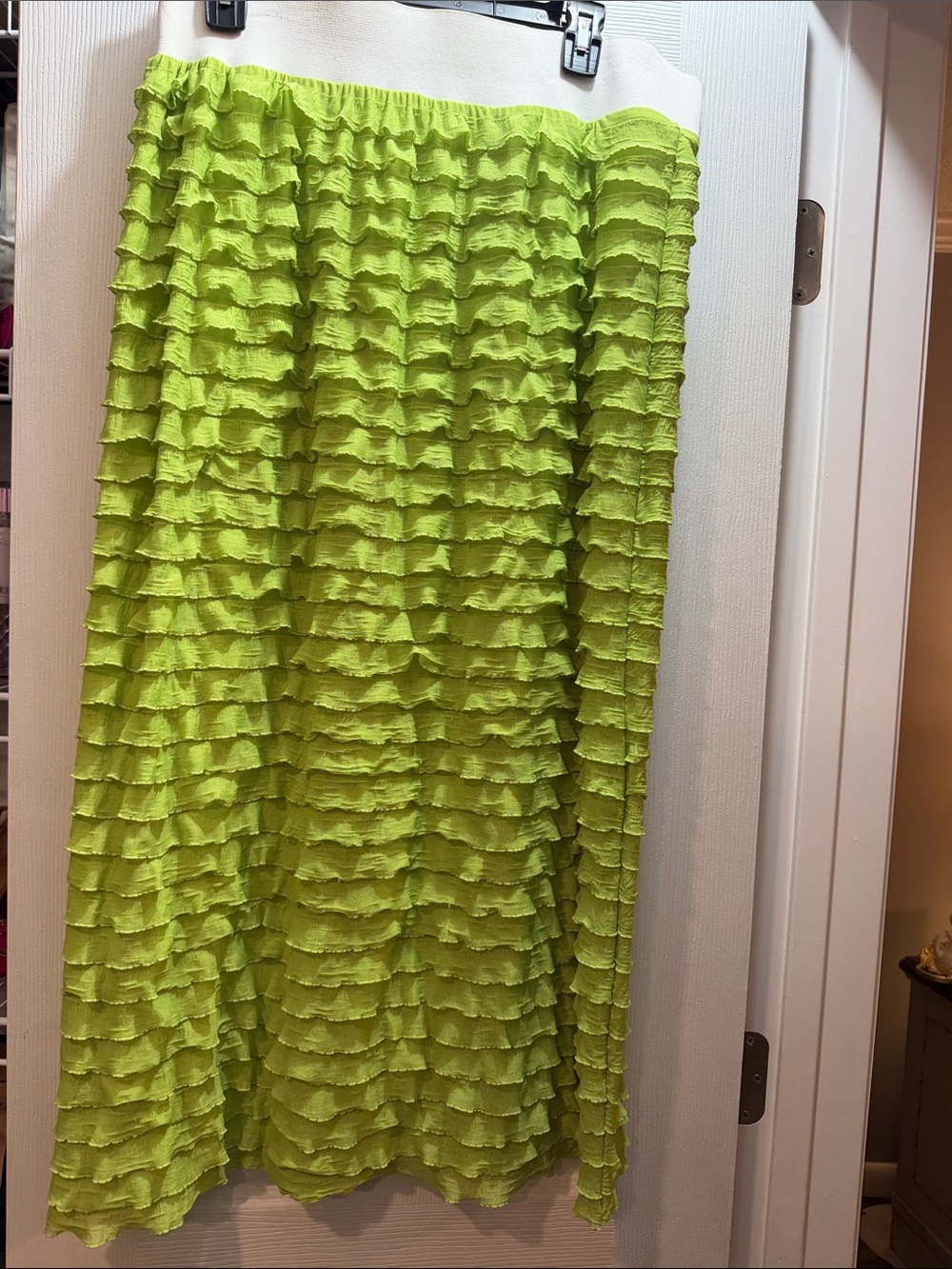 Lime Green Ruffled Maxi Skirt
